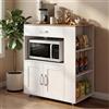RELAX4LIFE Carrello Cucina Salvaspazio con Ruote PU 38mm, Cassetto e Armadio 2 Ante, 3 Ripiani Portaspezie Laterali, Piano Largo 75x46cm e Sottopiano Aperto per Microonde, Capacità 105kg