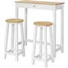 SoBuy Set Tavolo da Bar Alto con 2 Sgabelli, compatto, 95x107x40cm