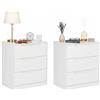 Songvas Set di 2 cassettiere a 3 cassetti, MDF melaminico bifacciale bianco 70x40x75 cm, mobile contenitore multifunzione con kit anti-ribaltamento per camera da letto, cucina, soggiorno e ingresso, Bianco