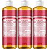 Dr. Bronner's Sapone Liquido Bio 18 in 1 Rose 3x475 ml