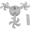 NbgrvB Ventilatore da soffitto a LED con presa E27 a 3 colori, dimmerazione continua a 3 velocità, timer per camera da letto, soggiorno, sala da pranzo, bianco, 45 cm, tre teste
