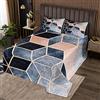 Homemissing Set copripiumino geometrico per ragazze ragazzi bambini set trapunta marmo colorato blu rosa cubo copriletto trapuntato astratto griglia geometria ombré trapuntato matrimoniale 3 pezzi