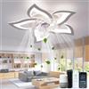 RRBEST Ventilatore da Soffitto con Luce Compatibile con Alexa, Silenzioso Dimmerabile LED Plafoniera con Ventilatore da Soffitto e Telecomando/APP, Smart Lampadario con Ventilatore per Camera da Letto