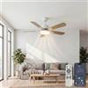 YuYe Ventilatore da soffitto con luce, 3 temperature di colore e 6 velocità, ventilatore a soffitto a LED con lampada, controllo tramite app/telecomando, timer, pale reversibili (Bianco, 108CM)