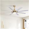 Sofucor 132 cm Ventilatore da Soffitto con Luce, Silenzioso Ventilatore da Soffitto con Telecomando, DC, 8 Pale, 3 Temperature di colore, Timer, 6 Velocità, Modalità Estate/Inverno per Soggiorno
