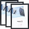 Hampton Frames Oxford set 3 cornici portafoto A3 30x42 cm MDF effetto legno nero, plexiglass, montaggio orizzontale o verticale, per documenti e foto