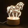 TOYANDONA Animale Notte Luce 3D Cavallo Illusione Lampada USB Alimentato LED Segni Decorazione per Camera da Letto Soggiorno Ufficio Lampada Da Scrivania Acrilico