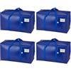 VENO Set da 4 Borse per traslochi extra grandi con cerniere e maniglie per il trasporto, scatole trasloco resistenti per risparmiare spazio (Blu, Set da 4)