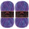 BambooMN JubileeYarn - Gomitolo di filato Mohair Elixir, misto lana, 50 g/matassa, viola foschia, 2 matasse