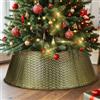 Lanpn Metallo Collana Albero di Natale 50cm, Gonne Albero di Natale Christmas Tree Collar Per Piccolo Mini S Alberi Artificiali Interno Esterno - Decorazioni Natalizie (Dorato, Tessitura Orizzontale)