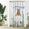Xiaoterna Tenda da doccia Bolla Vita marina Tenda da bagno Mare profondo Tenda da doccia Gatto subacqueo Tenda da doccia Pesce Tenda da doccia Tessuto impermeabile lavabile in lavatrice 90x180cm
