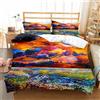 Tomifine Copripiumino Colorato 3 Pezzi Arte Astratta Copripiumino Paesaggio Set Di Biancheria da Letto Moderna con Cerniera Per Bambini Ragazze Adulti (King 220x240 cm,Viola)