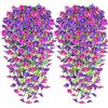 Bebochoi 4 Pezzi Fiori Artificiali per Esterni, Fiori Artificiali Appesi,Finta Cadente Petunia Appesa Piante Resistenti ai Raggi UV,per Decorazioni Sospensione Parete Giardino Balcone Matrimonio (Rosso+Viola)