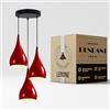 LEDSone Lampadario a sospensione a 3 teste, moderno in metallo a goccia a goccia, lampada a sospensione a grappolo con attacco E27 per soggiorn (Rosso)