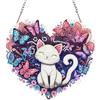 NEWENMO Gattino Bianco Diamond Painting Pendente,5D Fiori e Farfalle Pittura Diamante,Forma Speciale Diamond Painting Ciondolo,DIY Diamantini Crystal Art Pendente per Decorazione Porta Parete