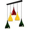 LEDSone Lampada a sospensione moderna a 5 vie a goccia, design a bulbo oculare con paralume di colore ES E27 UK (rosso, giallo e verde)