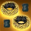 Hopelit Luci Natale Esterno 2 pezzi, Luci Natale Esterno Batteria 50LED 5m, Bianca Calda, Con Timer e 8 Modalità, IP44 Impermeabile per Albero di Natale Festive Festa