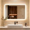 Clevich Specchio da bagno con illuminazione 80 × 60 cm, specchio LED con 3 colori di luce, dimmerabile, vetro temperato e bordo smerigliato, interruttore touch, funzione memoria, anti-appannamento