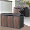 ML DESIGN modern living ML-Design Copribidone per Spazzatura 3 Bidoni 240L 196x80x124 cm in Acciaio Antracite Effetto Rovere Scuro con Tetto a Fioriera, Resistente alle Intemperie, Deposito per Bidoni di Rifiuti, Box Bidoni