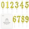 BEAN LIEVE - Candele numeriche per torta di compleanno, 10 pezzi, numero 0-9 con brillantini, decorazione per torte per compleanni, matrimoni, anniversari, feste (oro)
