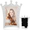 Garneck Cornice portafoto con glitter con corona, in metallo antico, colore argento, per matrimoni e feste di compleanno, grande ed elegante, perfetta per i vostri ricordi speciali