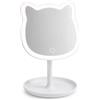 MIJOMA Specchio cosmetico a LED a forma di gatto, bianco, con pulsante touch