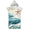 Treer Poncho Asciugamano con Cappuccio, Adulto Spiaggia Robe Cambiarsi Microfibra Assorbente Telo da Bagno Asciugatura Rapida Copricostume Accappatoio per Mare Surf (75x110cm,Stella Marina)