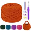 MeYuxg 280g/80m Cotone per Uncinetto, Fettuccia per Borse a Uncinetto per principianti con Uncinettos Viola da 5,0 mm, per DIY Decorazioni, Artigianato, Borse, Coperte(Arancione)