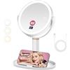 B Beauty Planet Specchio Trucco con Luci, 30X/1X Specchio Ingranditore con Luce, Doppio Lato, specchio per il trucco illuminato Pinzetta, 3 Modalità di Colore con Luminosità e Altezza Regolabili (Bianco)