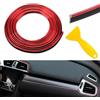 TOEECY Striscia Decorativa Auto 10m Modanatura Flessibile Cromo Rosso Profilo Adesivo Rivestimento Interno Cruscotto Bocchette Aria