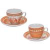 Brandani Set 2 Tazze Caffè con Piattino Tuka-Tuka Arancio