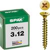 Spax 1081020350123 - Vite universale, testa svasata, taglio a croce, T-STAR plus, 4CUT, filettatura piena, zincato passivato giallo A2L, 1081020300123