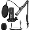 FIFINE Condensatore a Microfono studio kit, USB Microfono Computer con Braccio per Microfoni Regolabile e Filtro Anti-pop per Strumenti Voice Overs Registrazione Podcasting YouTube Gaming