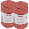 Stafil My Macramè Cordy 4 mm - Set da 2 Gomitoli in Cotone Riciclato (200 g x 2, 85 m x 2) - Cordino per Macramè, Crochet e Borse, Rosso Mattone