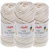 Stafil My Macramè 2 mm - Set 3 Gomitoli da 100 g (90 m) - Cordino Macramè in Cotone Riciclato per Borse, Decorazioni, Arazzi, Portachiavi e Crochet - Colore Crema