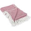 DII 100% Cotone copriletto con Motivo a Spina di Pesce per Interni/Esterni da Campeggio, per BBQ, spiagge, Everyday Coperta, Barn Red, 50 x 60 Inches