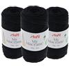 Stafil My Macramè 2 mm - Set 3 Gomitoli da 100 g (90 m) - Cordino Macramè in Cotone Riciclato per Borse, Decorazioni, Arazzi, Portachiavi e Crochet - Colore Nero
