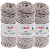 Stafil My Macramè 2 mm - Set 3 Gomitoli da 100 g (90 m) - Cordino Macramè in Cotone Riciclato per Borse, Decorazioni, Arazzi, Portachiavi e Crochet - Colore Beige