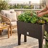 WELL HOME MOBILIARIO & DECORACIÓN Fioriera per fiori, fioriera alta con gambe, grande vaso per esterni/interni, in plastica effetto rattan, per terrazza, giardino o soggiorno, resistente ai raggi UV, 65 x 80 x 33 cm, colore ocra