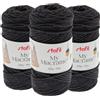 Stafil My Macramè 2 mm - Set 3 Gomitoli da 100 g (90 m) - Cordino Macramè in Cotone Riciclato per Borse, Decorazioni, Arazzi, Portachiavi e Crochet - Colore Antracite