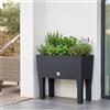 WELL HOME MOBILIARIO & DECORACIÓN Fioriera per fiori, fioriera alta con gambe, grande vaso per esterni/interni, in plastica effetto rattan, per terrazza, giardino o soggiorno, resistente ai raggi UV, 65 x 80 x 33 cm, colore antracite