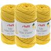 Stafil My Macramè 2 mm - Set 3 Gomitoli da 100 g (90 m) - Cordino Macramè in Cotone Riciclato per Borse, Decorazioni, Arazzi, Portachiavi e Crochet - Colore Giallo