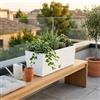 WELL HOME MOBILIARIO & DECORACIÓN Fioriera per fiori, grande vaso per esterni/interni, in plastica effetto rattan, per terrazza, giardino o soggiorno, resistente ai raggi UV, 18,6 x 51,4 x 19,2 cm, colore bianco