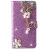 BLOTECH Custodia per Honor X5C PLUS 4G Brillantini Flip Cover, Bling Strass Porpora PU Leather Glitter Big Farfalla Lucido Pelle Portafoglio Kickstand Magnetica FlipCover per Honor X5C PLUS 4G
