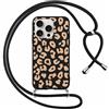 Foonary Cover con Cordino per Apple iPhone 15 Pro Max 6,7, Custodia con Laccio Collana Tracolla Aesthetic Antiurto TPU Necklace Regolabile Protettiva Corda Case per iPhone 15 Pro Max, Leopardato4