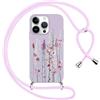 Foonary Cover con Cordino per Apple iPhone 13 Pro Max 6,7, Custodia con Laccio Collana Tracolla Aesthetic Disegni Morbido TPU Necklace Regolabile Protettiva Corda Case per iPhone 13 Pro Max, Lavanda