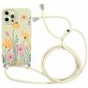 Foonary Cover con Cordino per Apple iPhone 12 PRO Max 6,7, Custodia con Aesthetic Motivo Laccio Collana Tracolla, Silicone Antiurto Protezione Bumper Phone Case per iPhone 12 PRO Max，Fiore 01