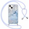 Foonary Cover con Cordino per Apple iPhone 15 Plus 6,7, Custodia con Laccio Collana Tracolla Aesthetic Disegni Morbido Antiurto TPU Necklace Regolabile Protettiva Corda Case per iPhone 15Plus, Marmo 2