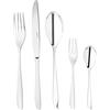 Sambonet Leaf 52163-G6 - Set di Posate da Tavola monoblocco in acciaio inox 18/10, per 6 persone, 30 pezzi: 6 forchette, 6 cucchiai, 6 coltelli, 6 cucchiaini da tè, 6 forchette dolce