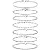 ADRAMATA 7 Pezzi Braccialetti a Catena per Donna Braccialetti Acciaio Inossidabile Figaro Braccialetti con Ciondoli a Maglia Regolabili CZ Oro Argento Bracciali per Donna Ragazze